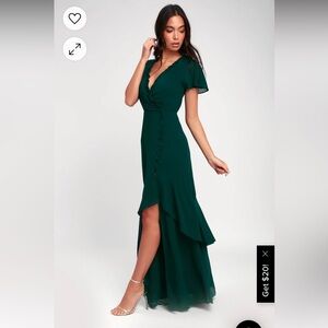 NWOT Lulu’s green classic maxi dress - size XS